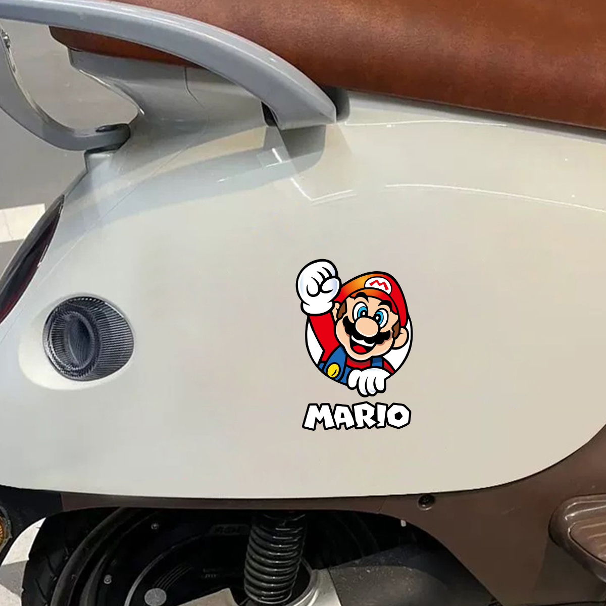 Cartoon Cute Super Mario Mario Motorcycle Accessories Sticker Creative ...