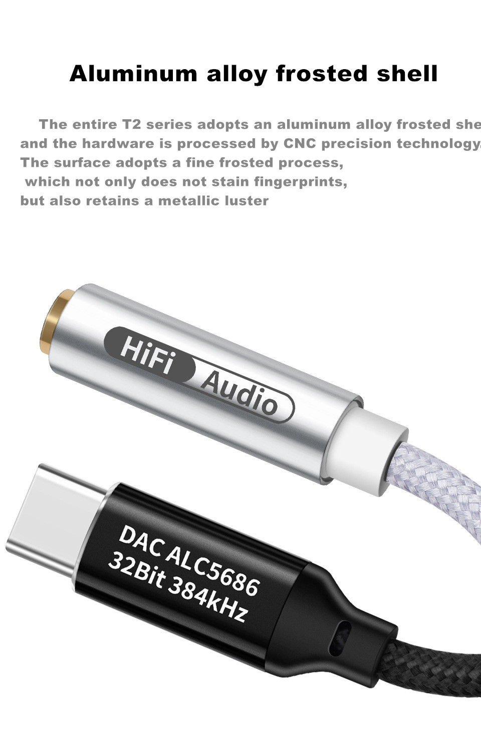 FRANSUN T2 Series Type C To 3.5mm Digital Audio Cable Amp Digital