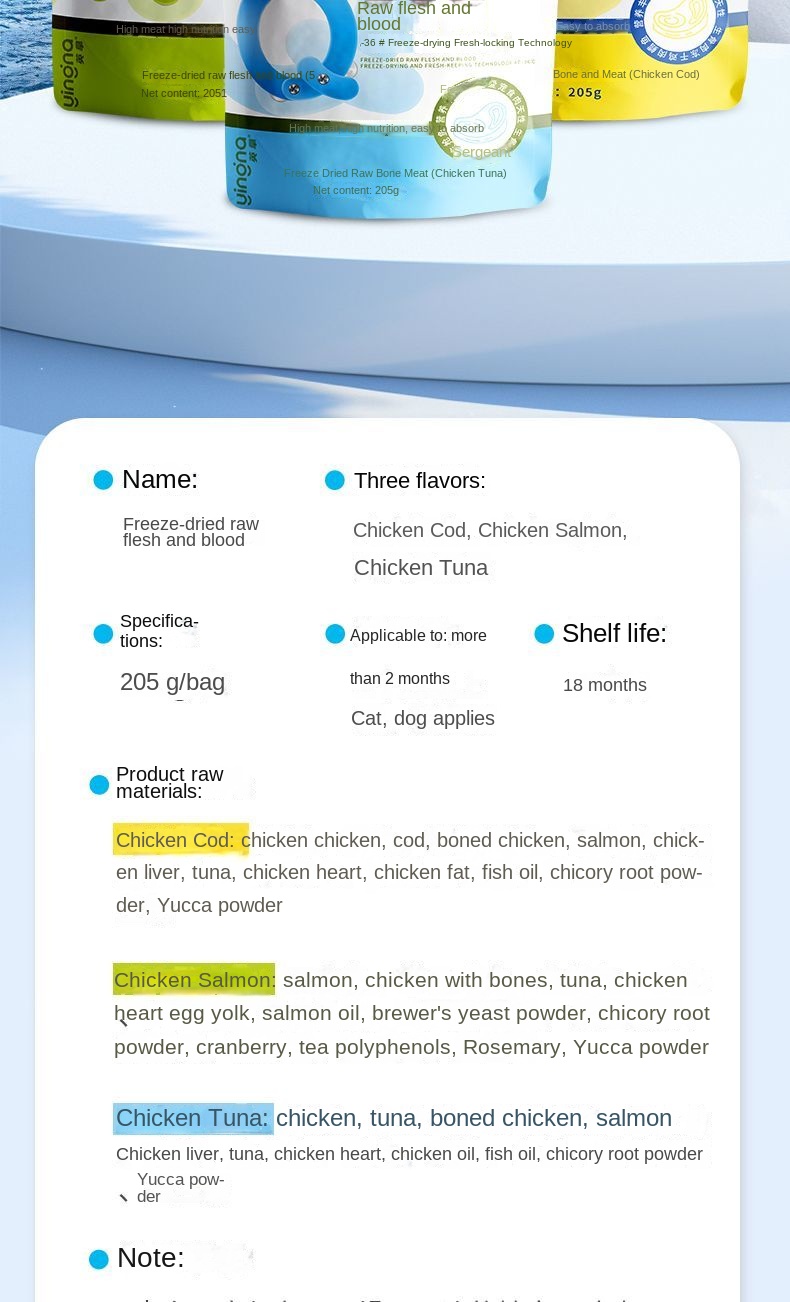 Pet Food Raw Bone Meat Protein 55 Universal for Cats Dogs Thickening