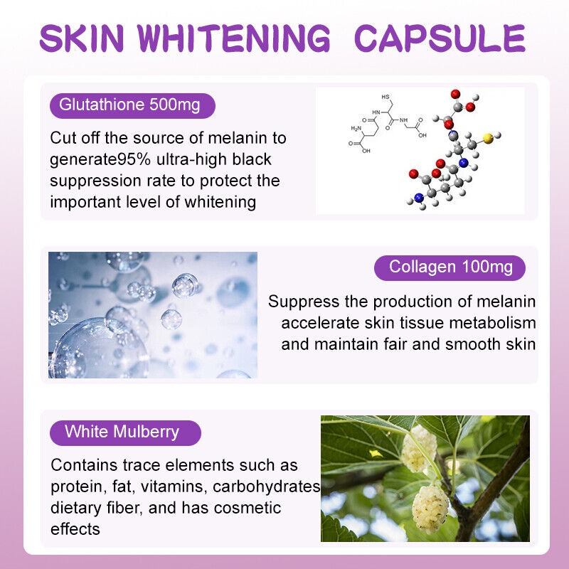 Glutathione Collagen Capsules  Anti-Aging, Skin Whitening, 30/60/120 Pcs   Kenofor Brand