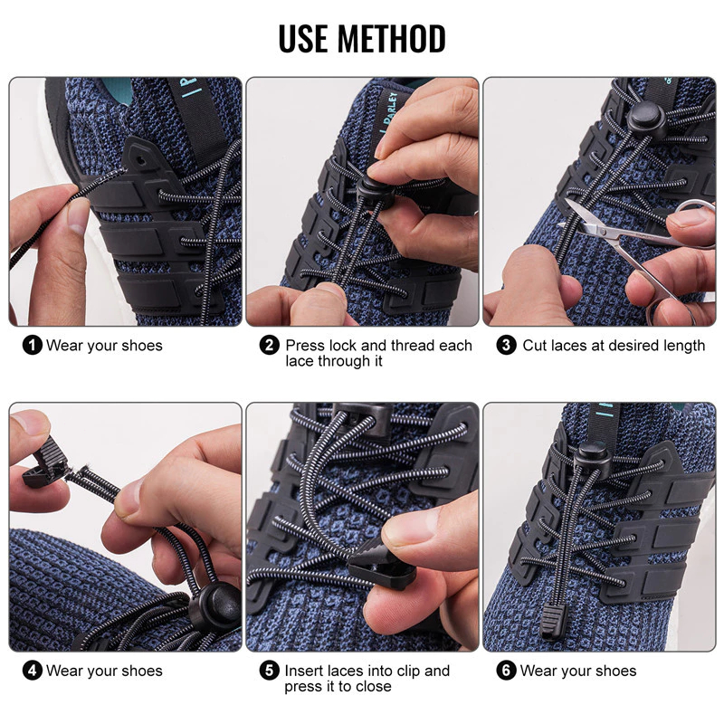 No Tie Shoe Laces Elastic Round Tennis Shoelace Without Ties Running