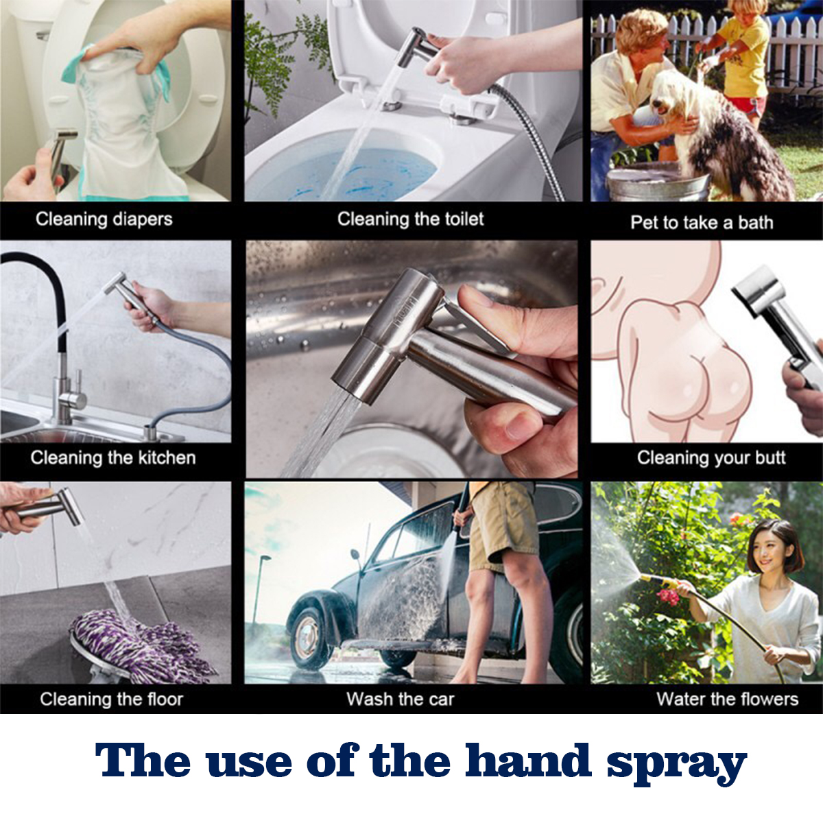 Toilet flush spray gun 3 in1 Bathroom Toilet Washer With Hose Holder ...