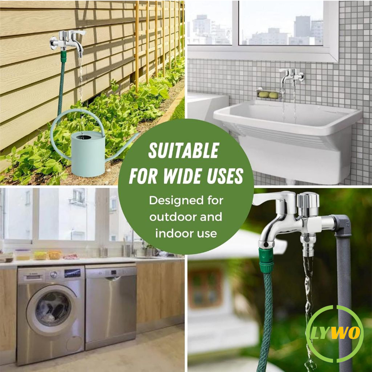 Two Way Faucet Washing Bathroom 1 in 2 out Machine Faucet 304 Stainless ...