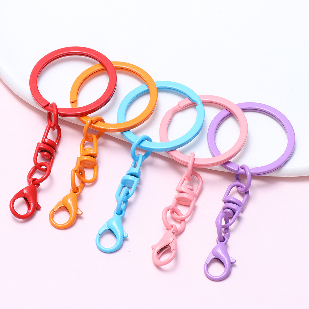 10pcs Keychain Lobster Buckle With 14mm Snap Ring Flat Ring Color ...