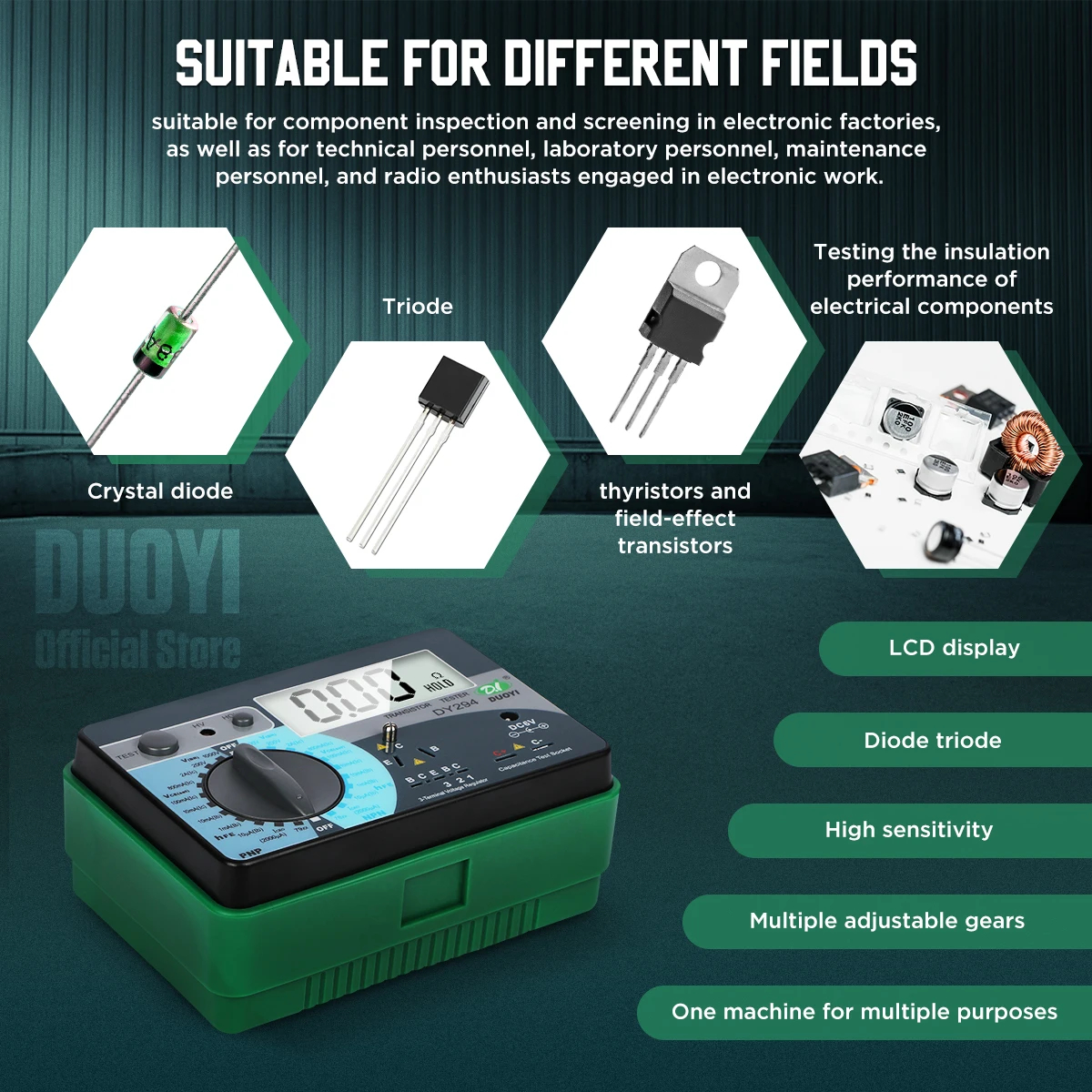 DUOYI DY294 Multifunction Digital Transistor Analyzer Tester ...