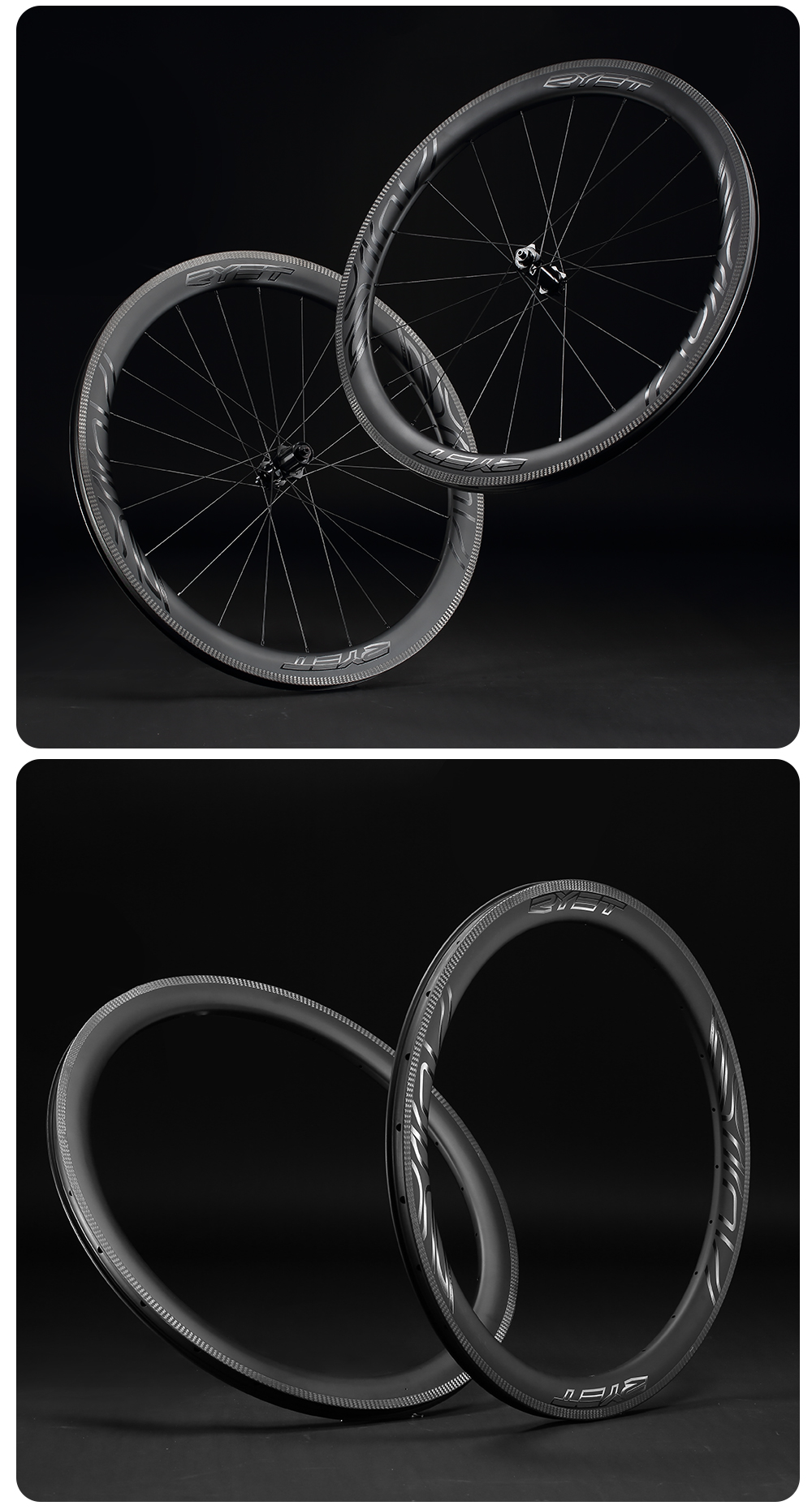 RYET 700C T1000 Carbon Rim Brake wheels V Brake Carbon Rims 40mm 50mm ...