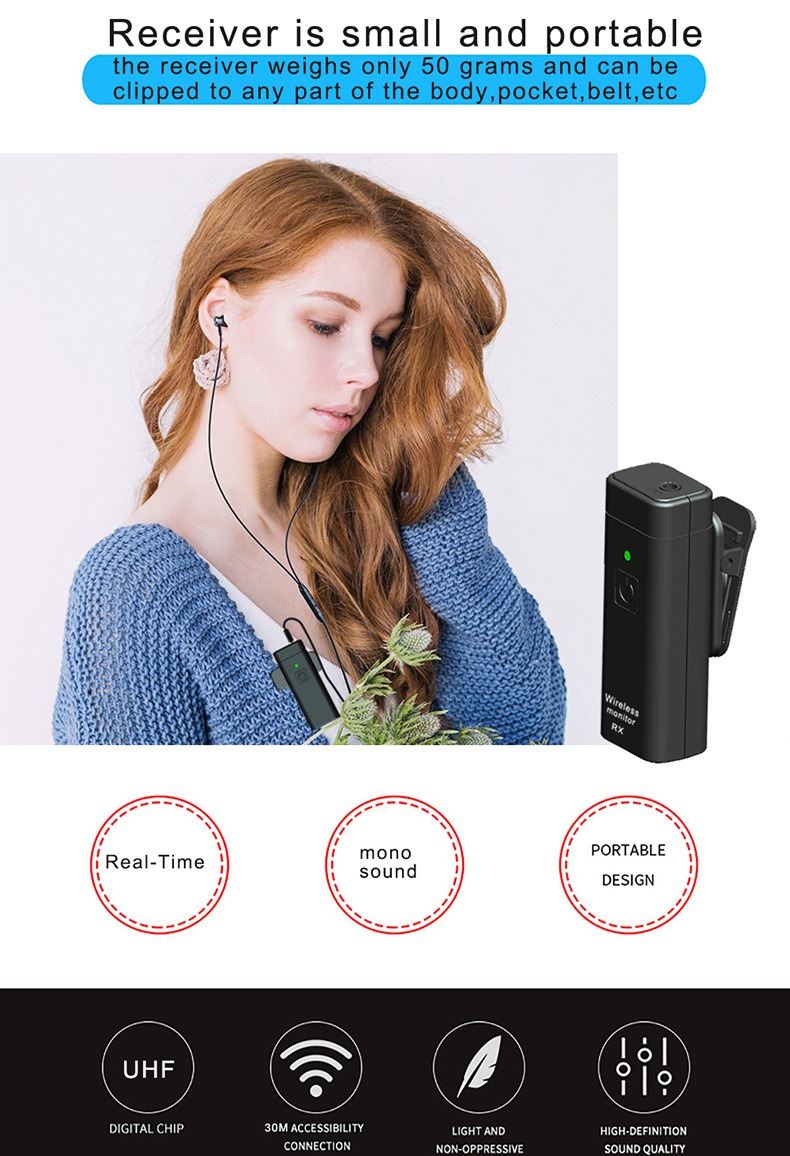 Wireless In Ear Monitor System IEM UHF Mono Transmitter Receiver for ...
