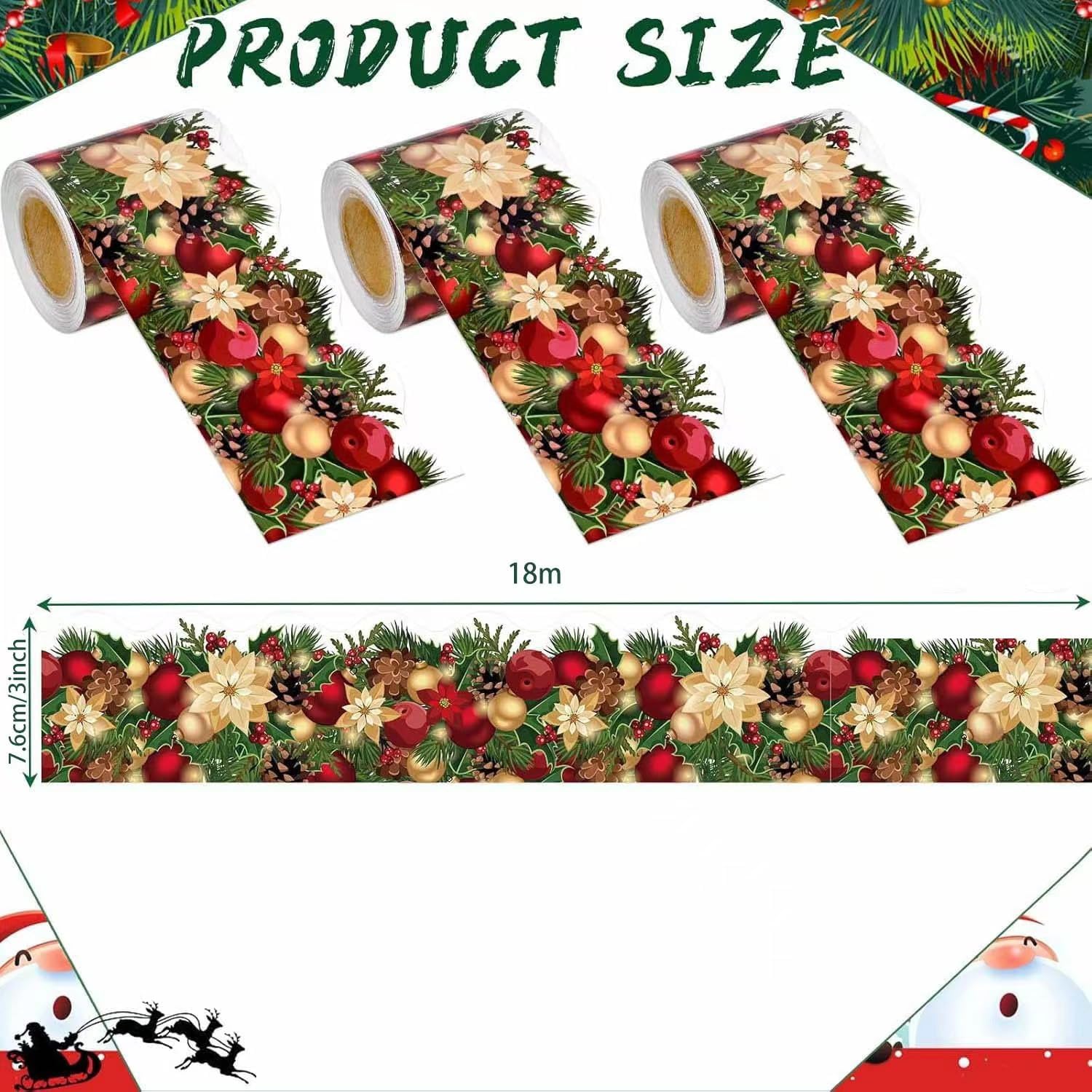 60 Feet Christmas Bulletin Board Borders Xmas Pine Cones Pine Needles