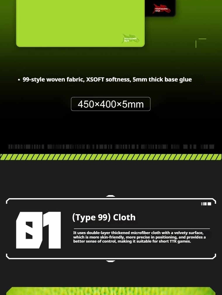 TITANNATION Fearless Type 99 Gaming Mouse Pad, XSOFT Softness, Natural