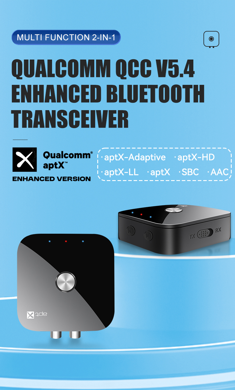 VAORLO APTX HiFi 2 IN 1 Wireless Adapter Receiver Transmitter Audio