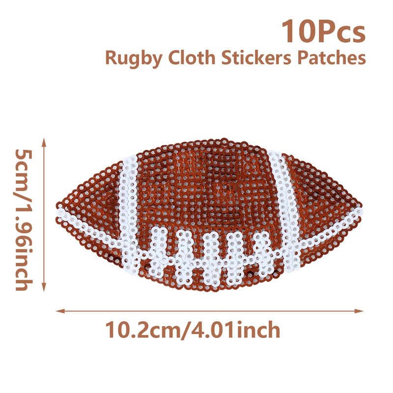 10pcs Football Patches Rugby Iron on Patches Gold Edges Chenille ...