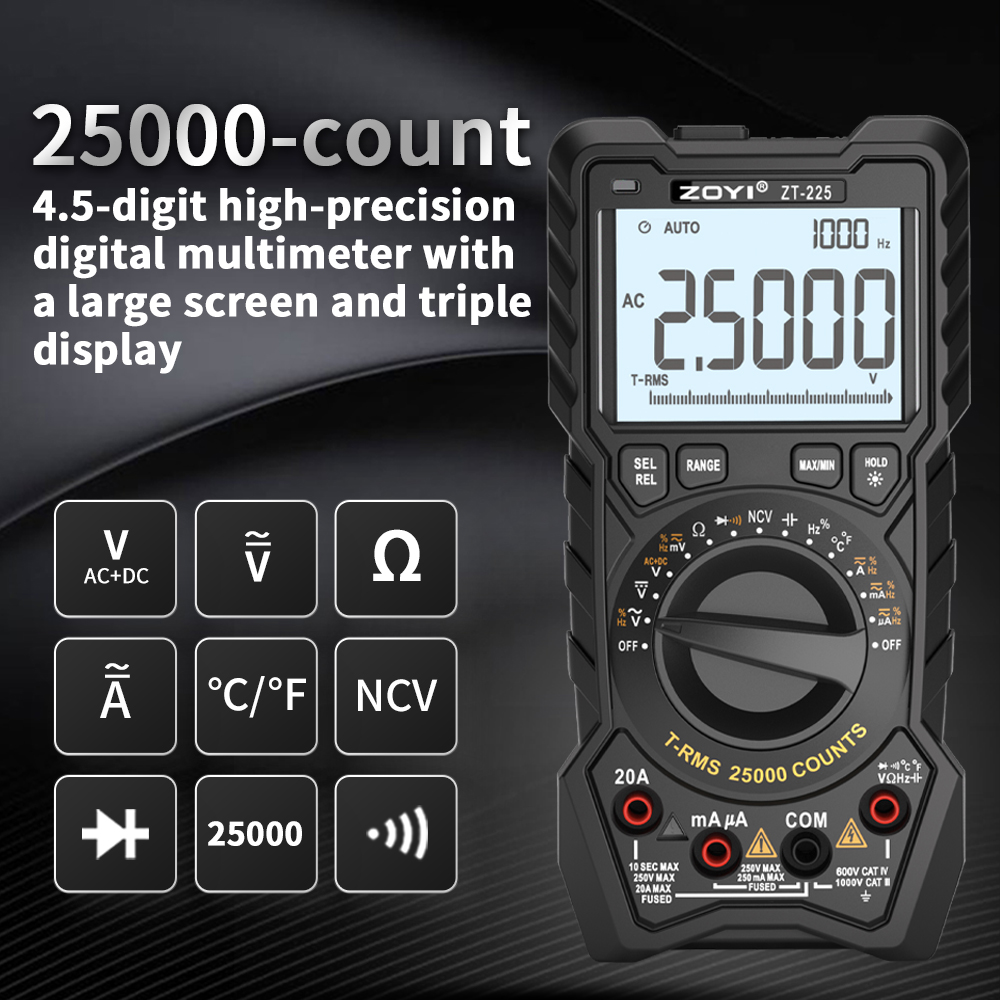 ZOYI ZT225 25000Counting Precision Digital Multimeter AC/DC Continuity