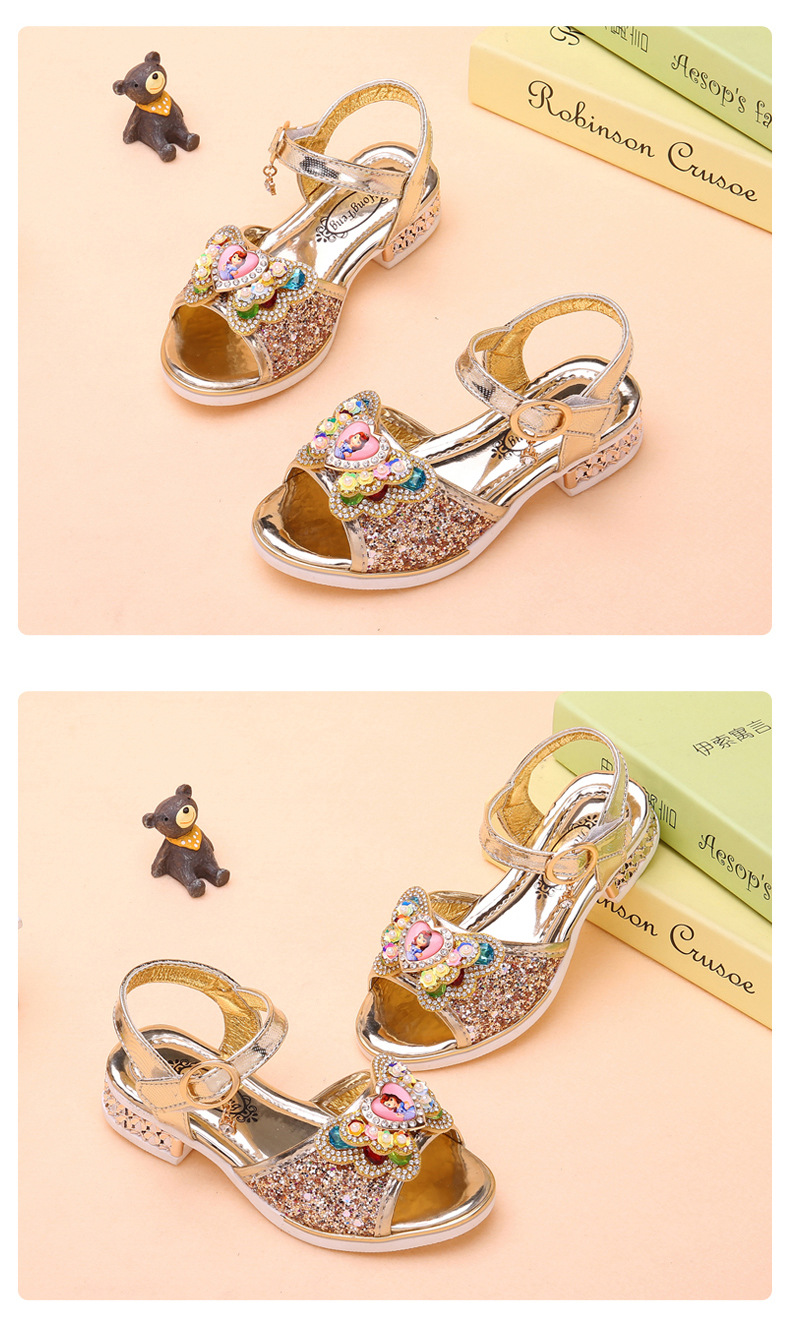 【ready stock】Fashion girls' rhinestones sandals Korean version soft ...