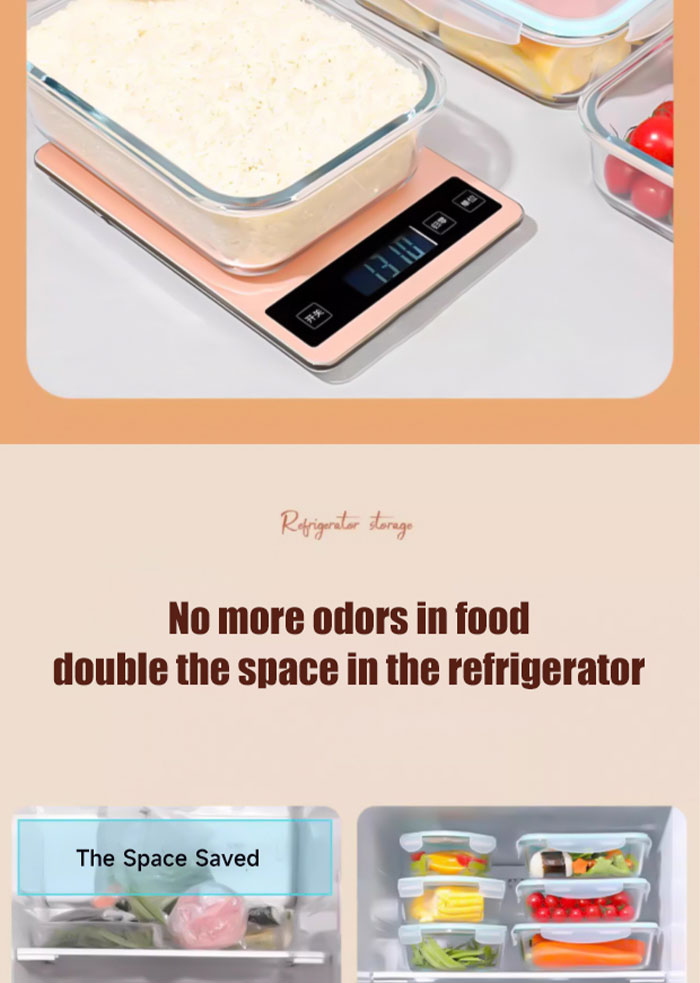 UUOY Glass Lunch Box with Lid 2/3 Dividers Food Keeper Crisper