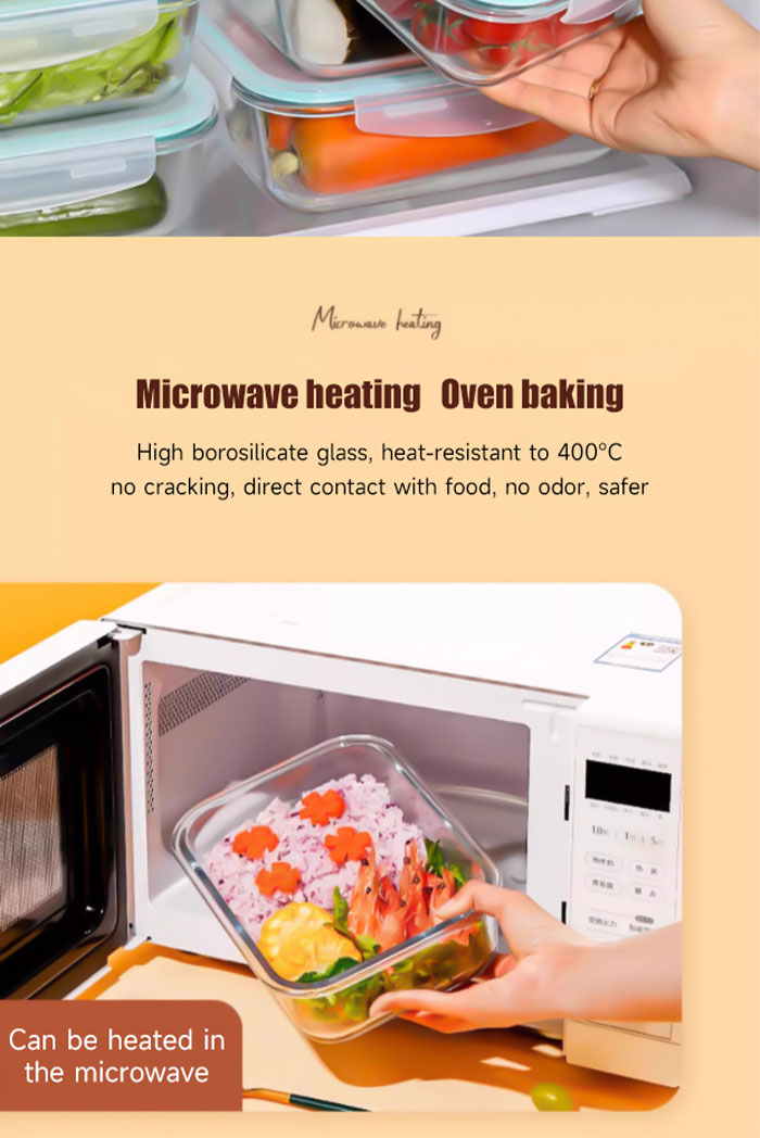 UUOY Glass Lunch Box with Lid 2/3 Dividers Food Keeper Crisper