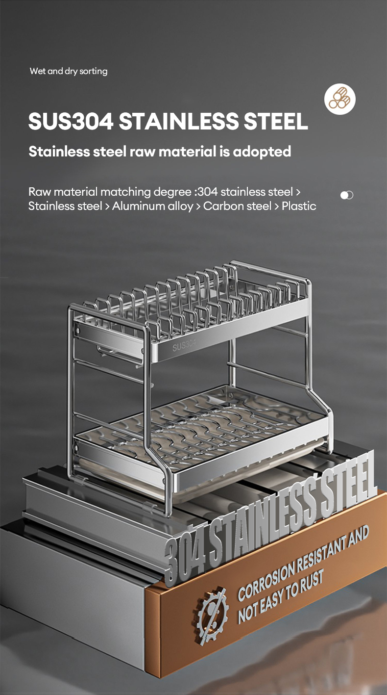 GAA Stainless Steel Dish Rack with Drainer Plates Organizer Rack Dishes