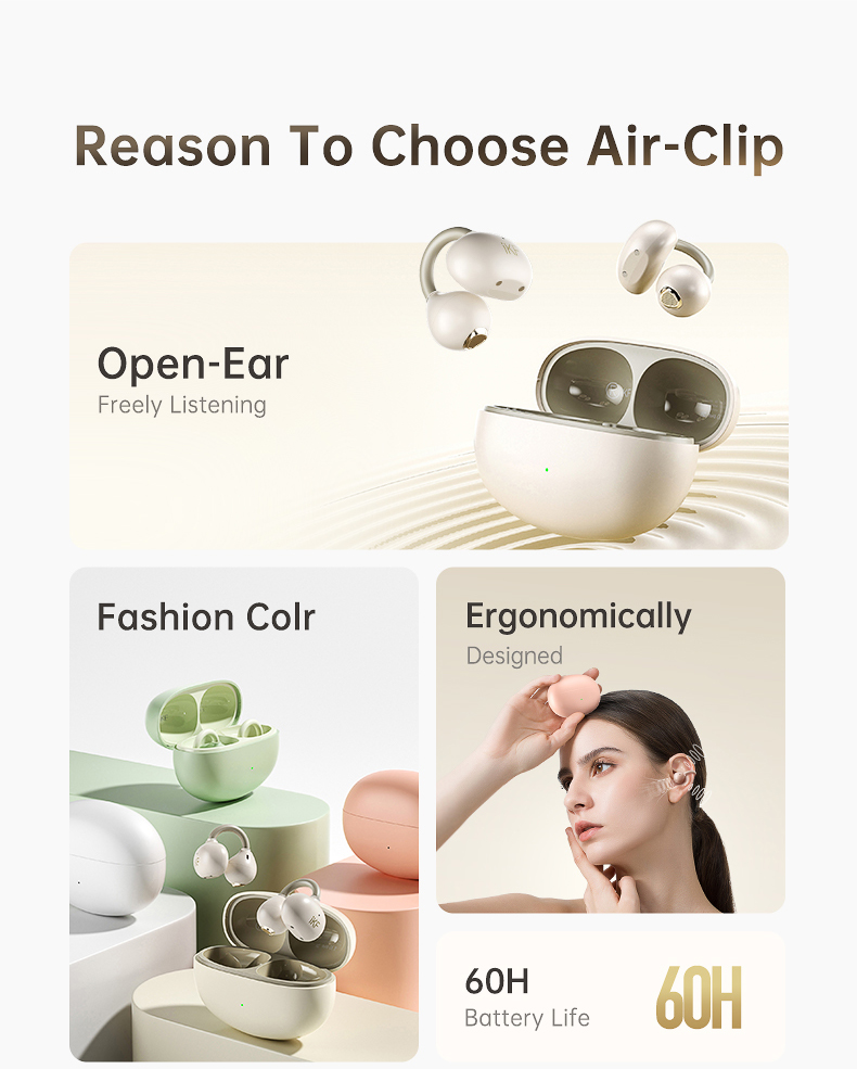 iKF Air Clip Open Ear Wireless Earbuds Air Conduction Earphones Sports ...