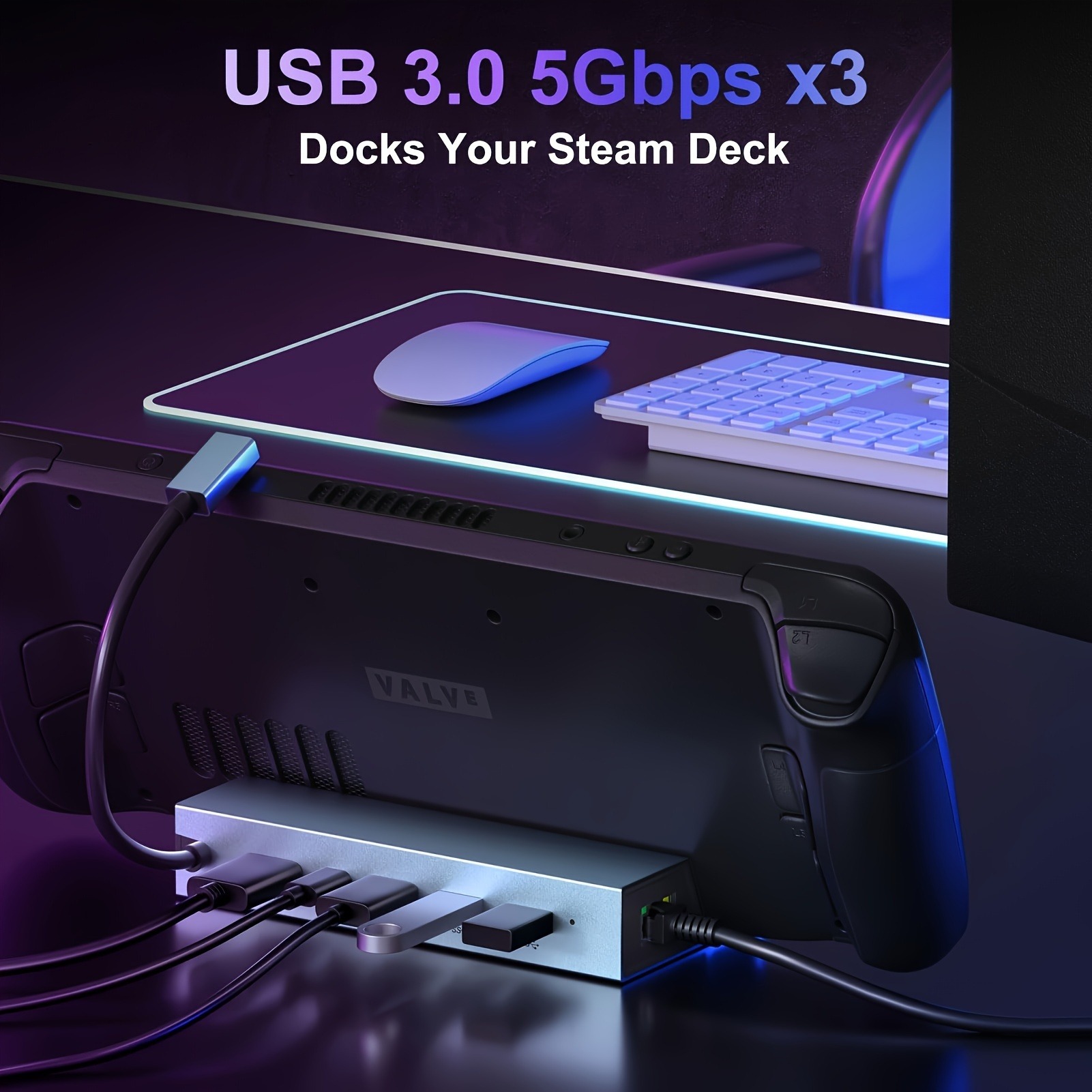 Steam Deck Game Console Dock To HDMI 4K 60HZ USB RJ45 PD 100W Charge ...