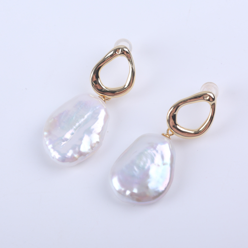 925 Silver Earnail Natural Freshwater Baroque Pearl Earrings | Shopee ...