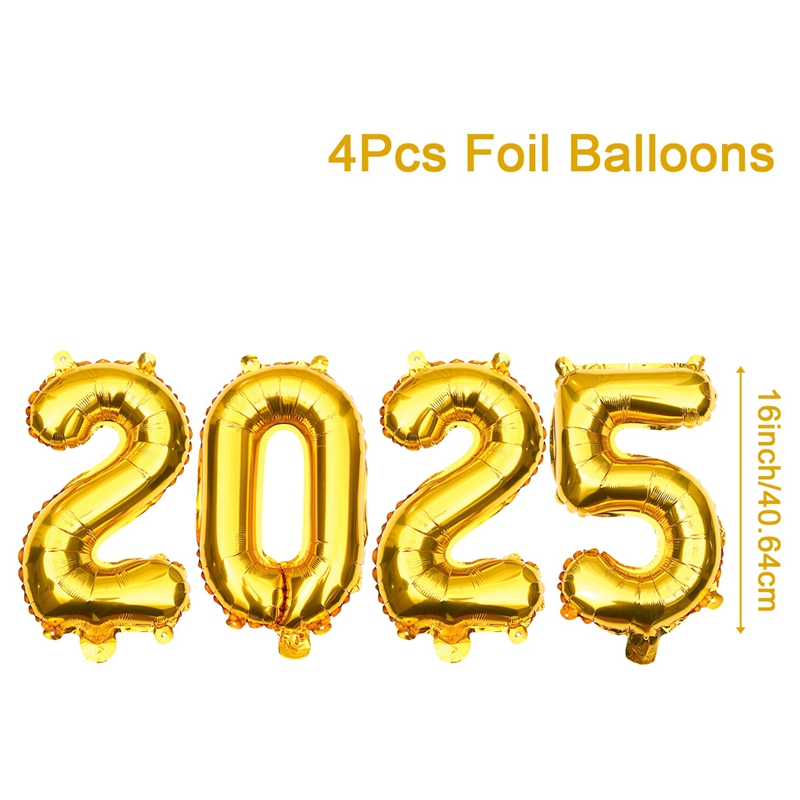 16/40Inch Balloon Number 2025 Figure Balloon Happy New Year 2025 Decorations New Years Eve Party