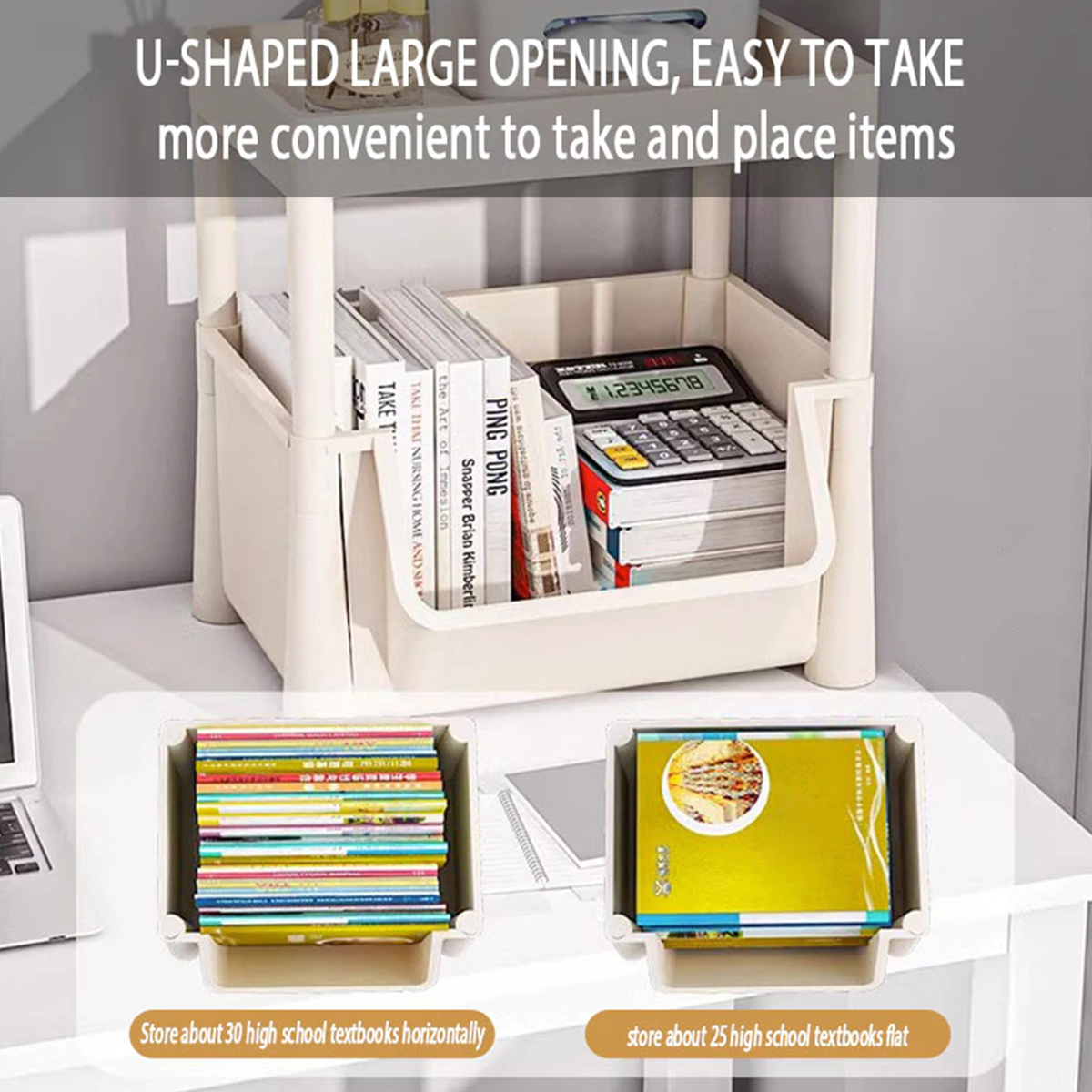 Organizer Plastic with cover with Wheels Bookshelf Book Cart Moving