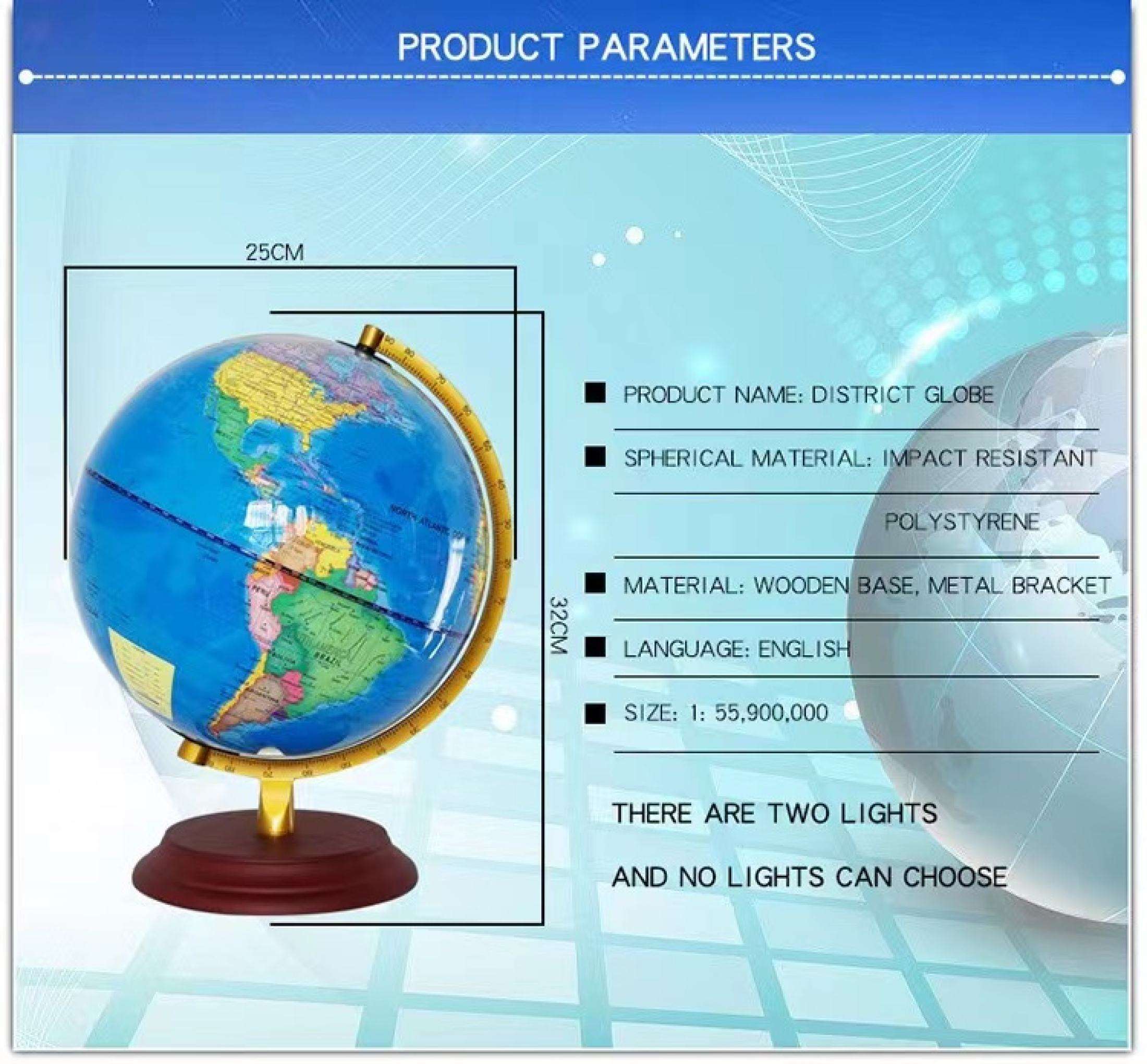 25/32cm LED Luminous Teachinig Globe light World Earth Globe Map ...
