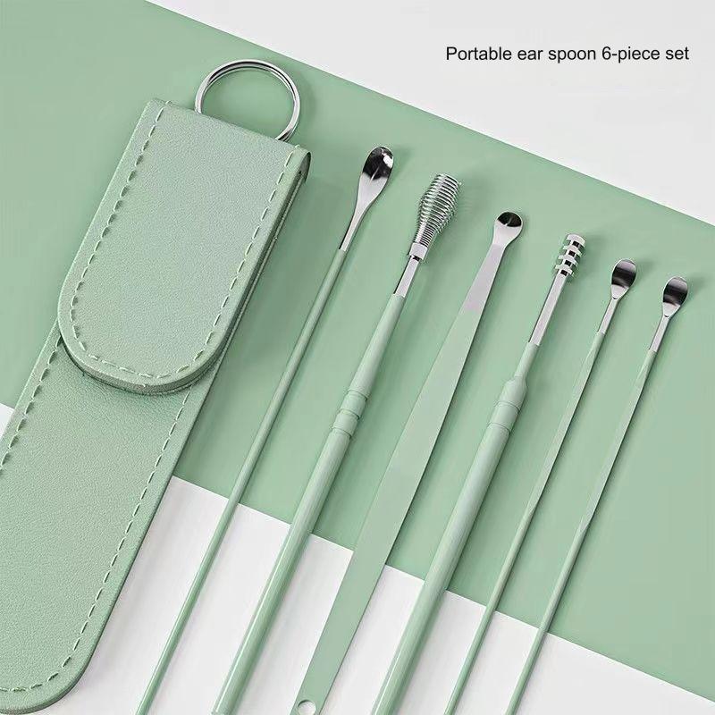 6Pcs Ear Wax Pickers Earpick Wax Remover Stainless Steel Piercing Kit