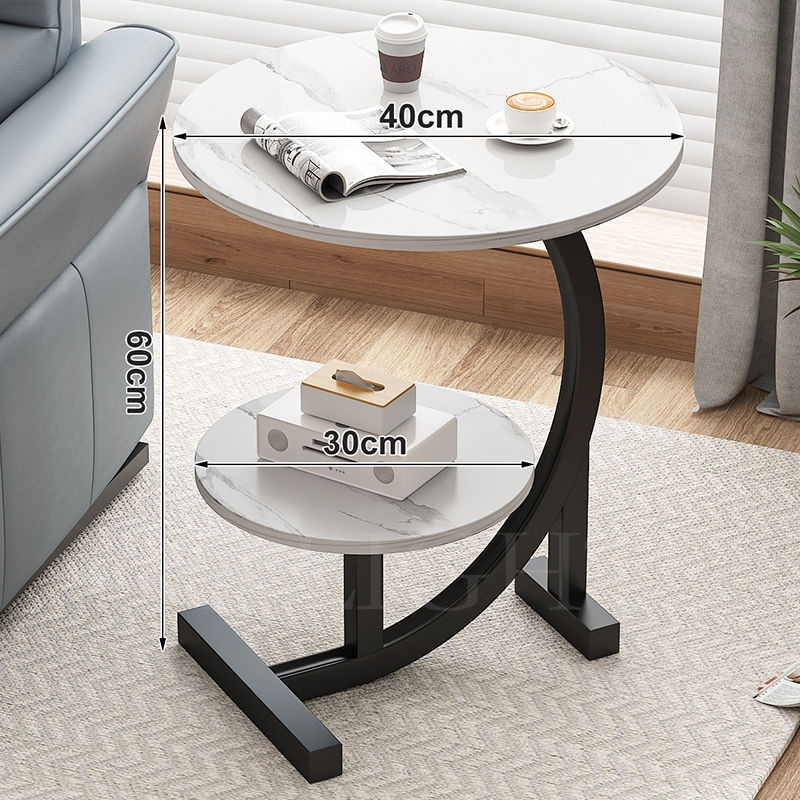 Double Layer Bedside Table Simple Mini Side Table Round Center Table ...