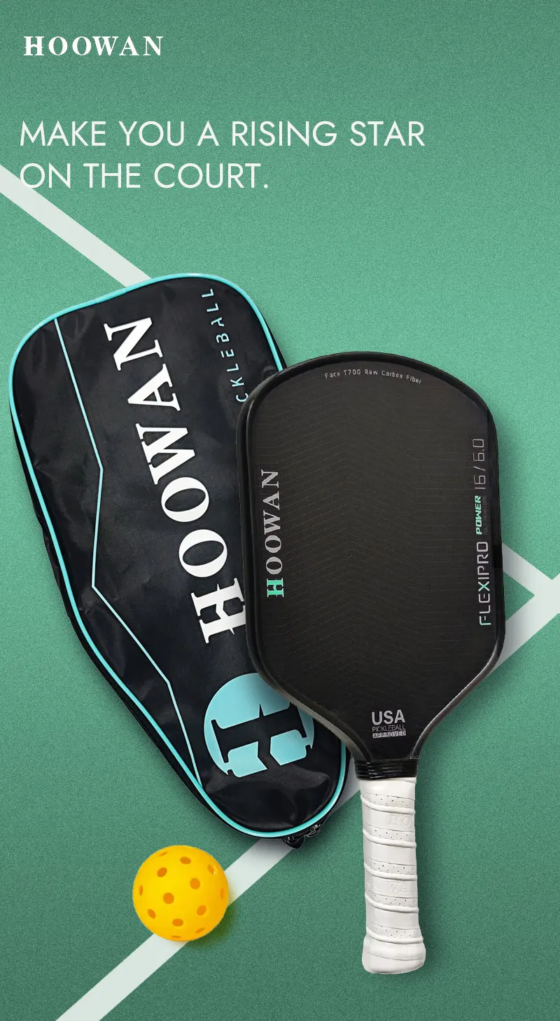 HOOWAN FLEXIPRO POWER 16MM Pickleball Paddle Hot Pressing T700 Raw ...