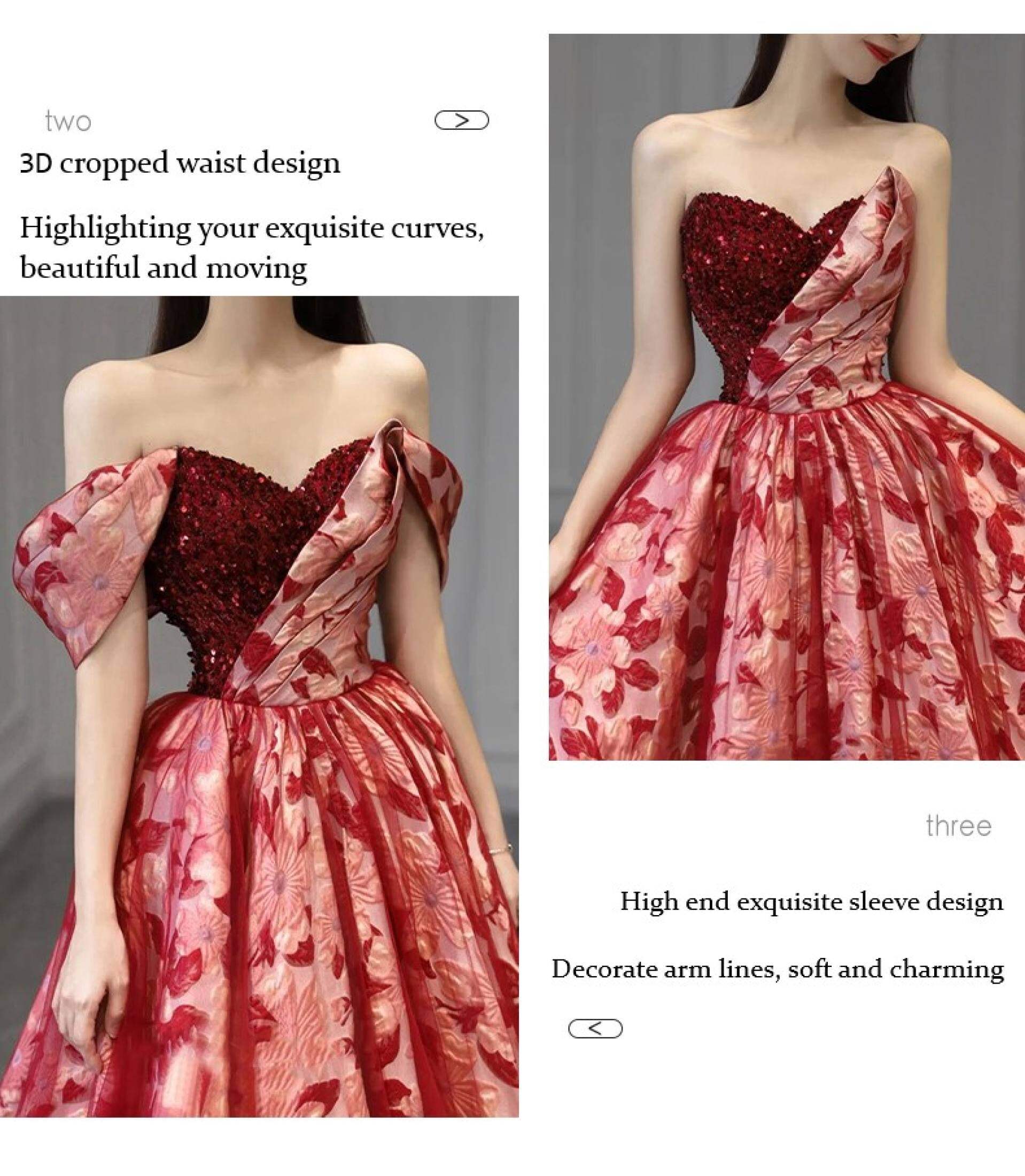 2024 Off Shoulder Red Long Evening Dresses High End Temperament