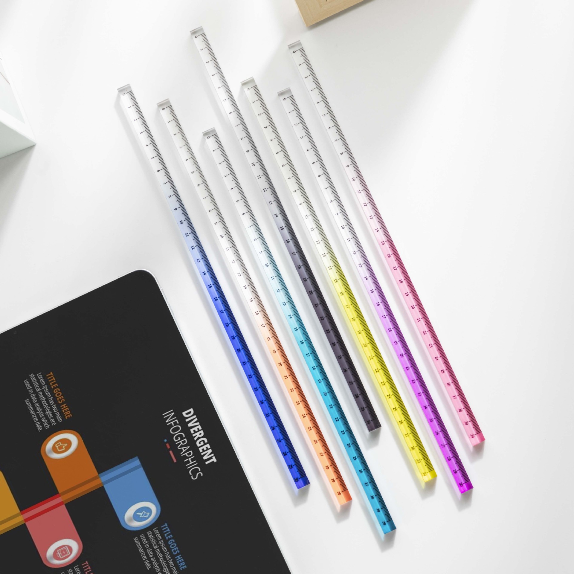 Colorful Clear Straight Cube Acrylic Ruler Transparent Gradient Rulers ...