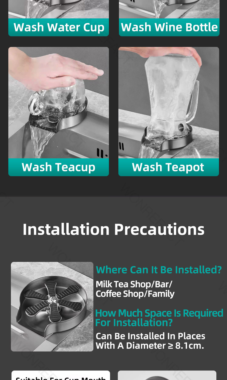 Stainless steel High Pressure Automatic Glass Rinser Bar Glass Cup