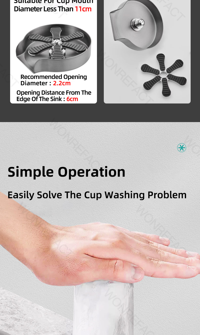 Stainless steel High Pressure Automatic Glass Rinser Bar Glass Cup