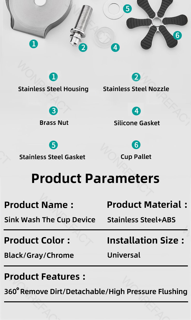 Stainless steel High Pressure Automatic Glass Rinser Bar Glass Cup