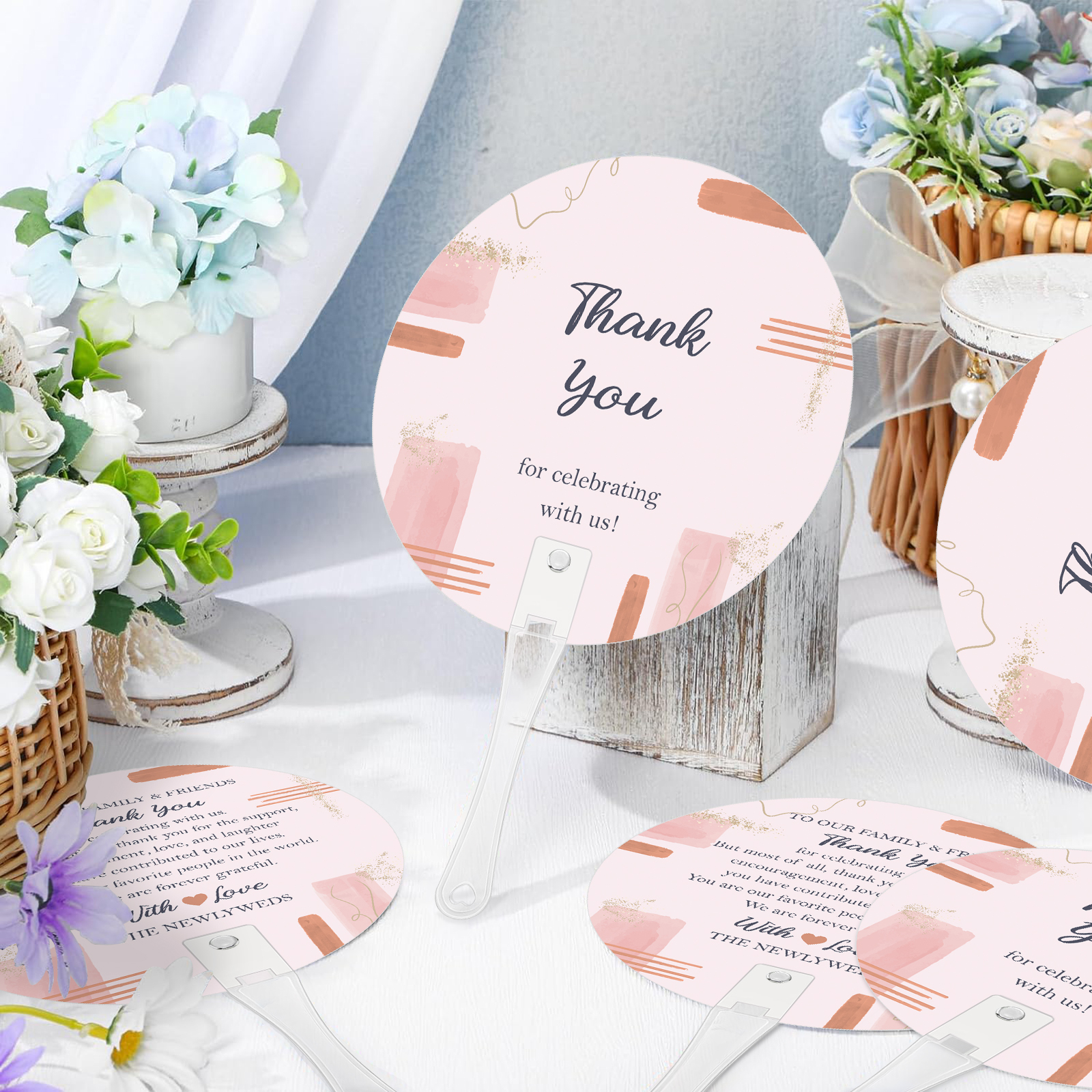50 Pcs Wedding Hand Fans Bulk Plastic Handheld Wedding Favor Fans for ...