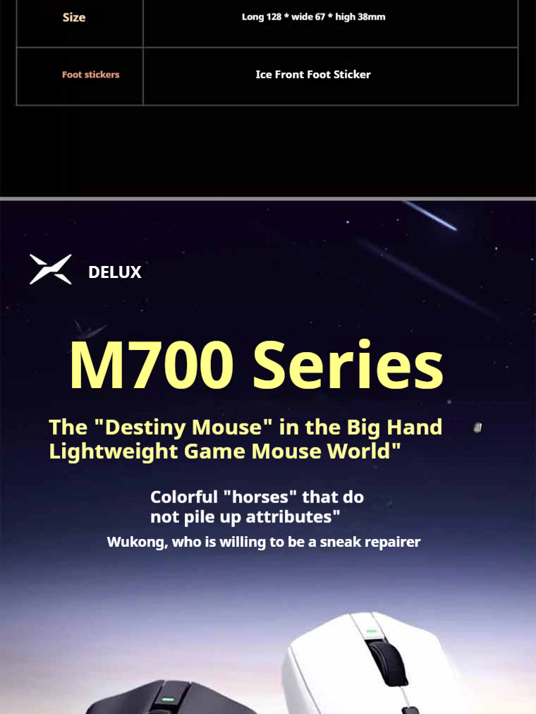 DeLUX M700pro Dual-mode wireless gaming mouse, PAW3950, dual 8K return ...