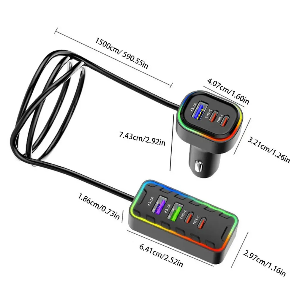 Car Adapter with USB Ports Multiple Port Plug And Play Charger Adapter ...