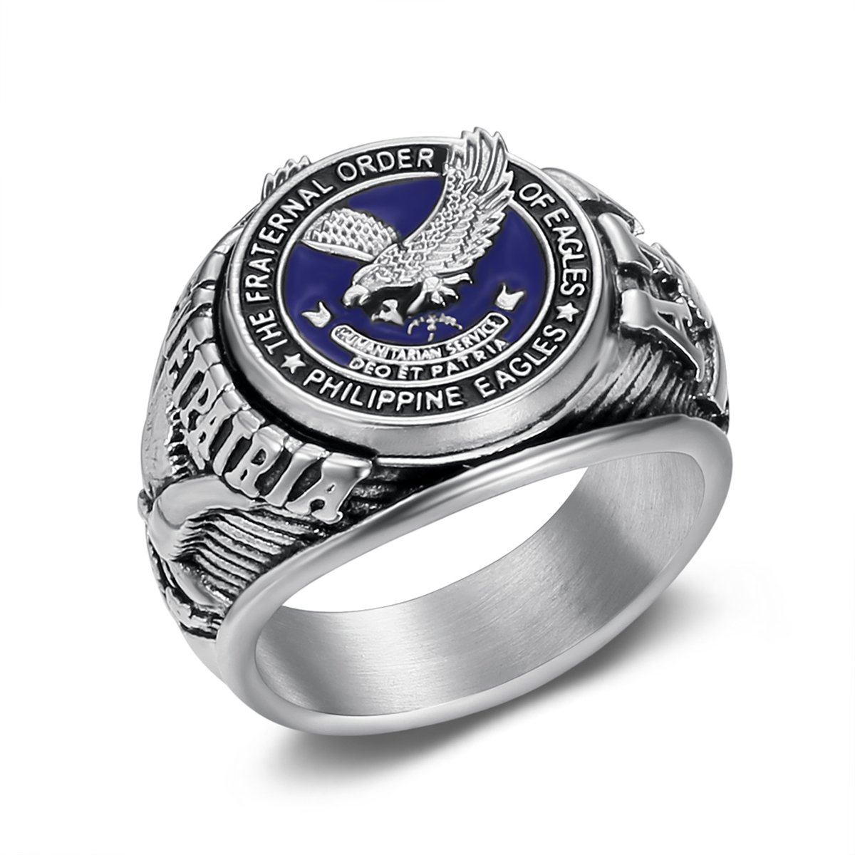 ATE Eagles Ring Stainless Steel Solid Gold Plated Bullring for Women ...