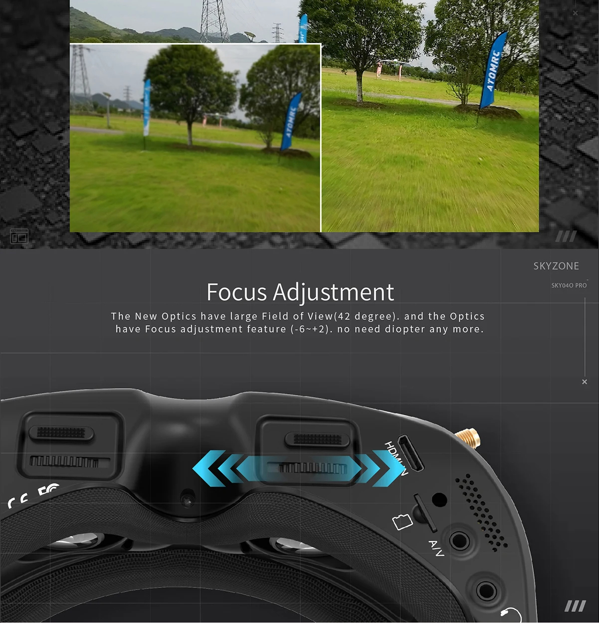 SKYZONE FPV Goggles SKY04O PRO Steadyview Receiver OLED 5.8Ghz 48CH DVR ...