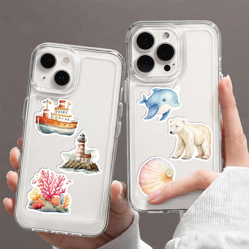 50PCS Cute Marine Sea Animal Stickers Ocean Life Decals DIY Laptop ...