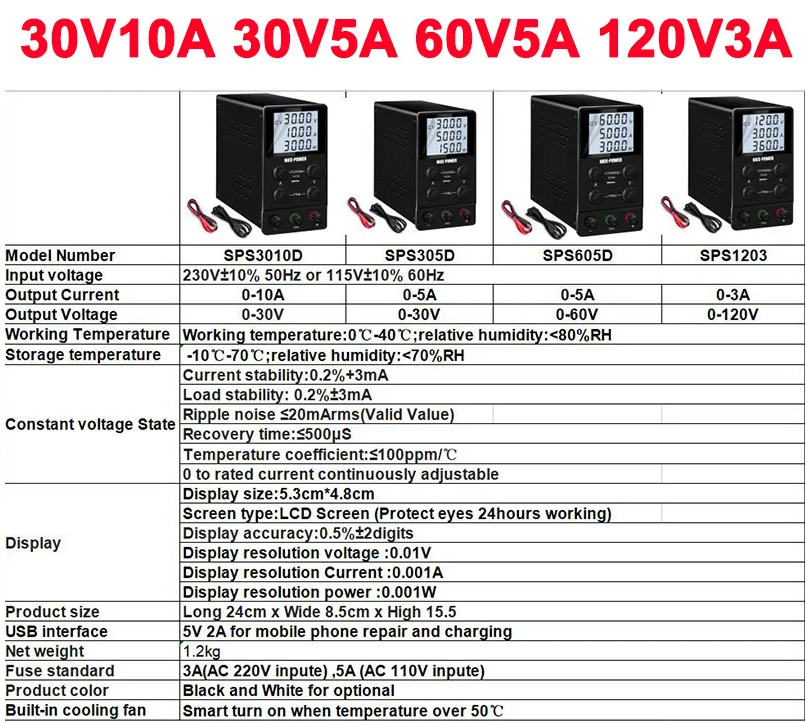 KUAIQU Dc Power Supply 30v 10a Switching 120 Amp Switching dc Power
