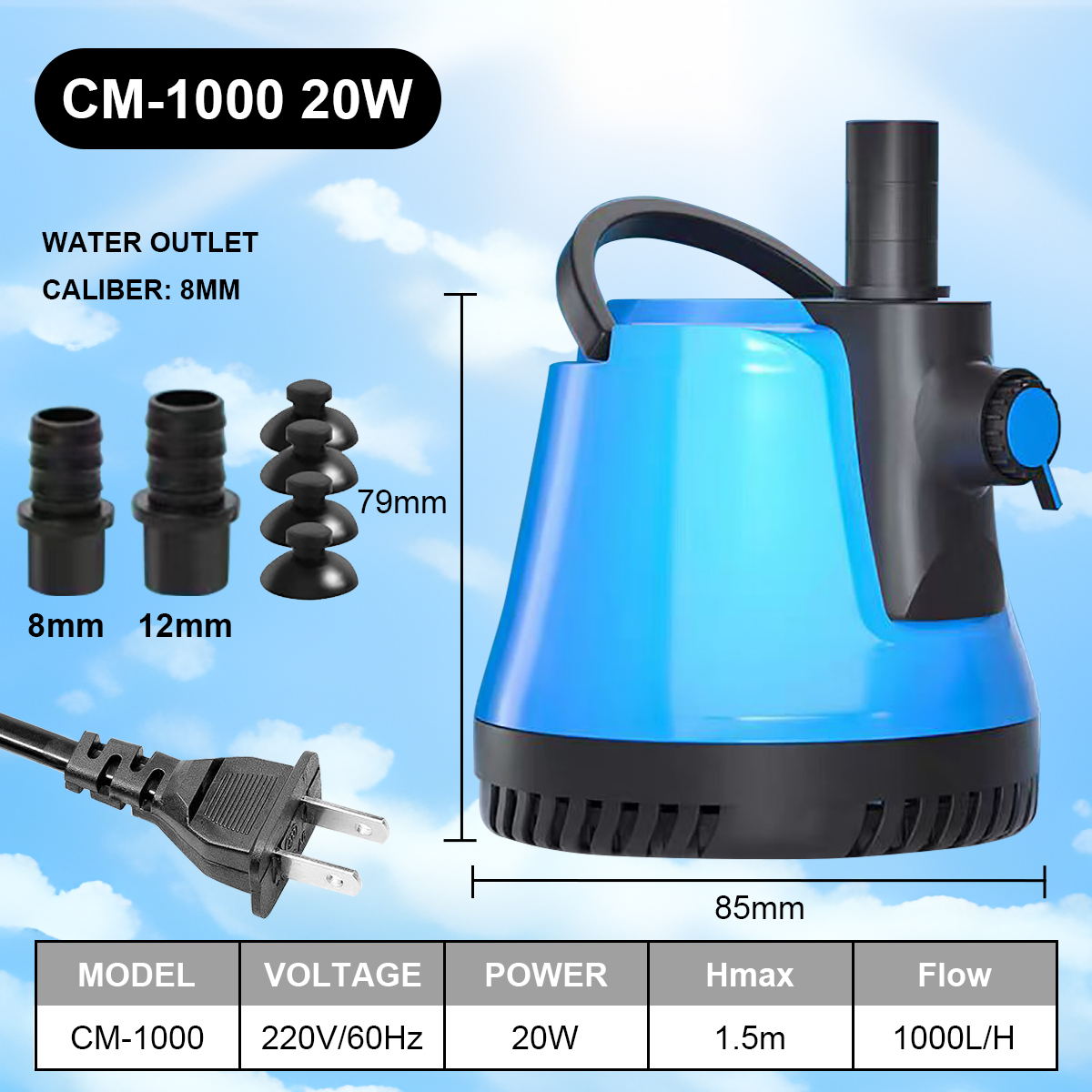Aquarium Water Pump Bottom Suction Submersible Pump Fountain Pump Wave