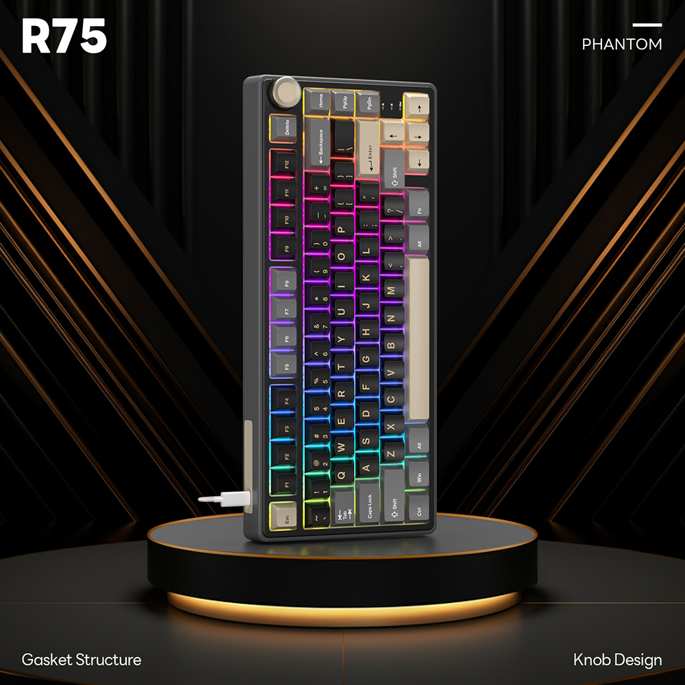New RK Royal Kludge RK R75 Phantom Gasket Wired Mechanical Keyboard ...