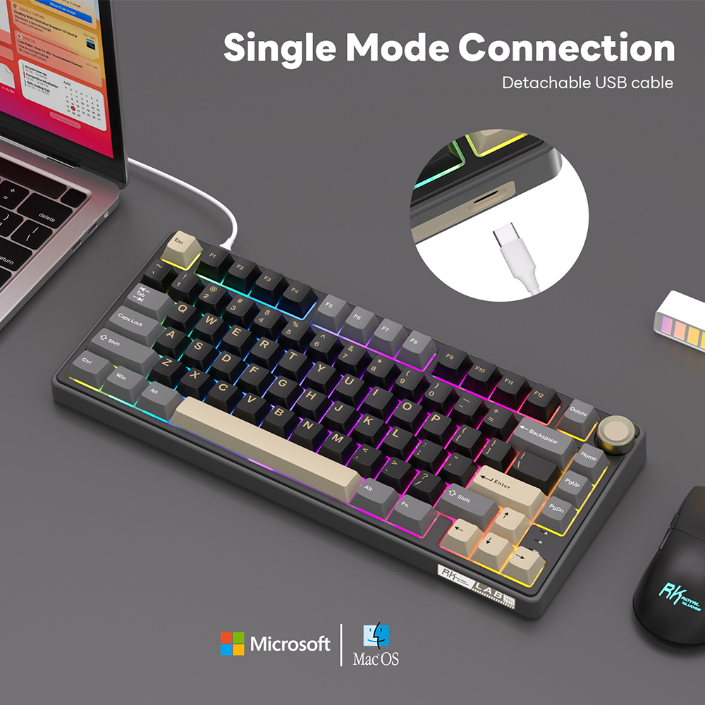 New RK Royal Kludge RK R75 Phantom Gasket Wired Mechanical Keyboard ...