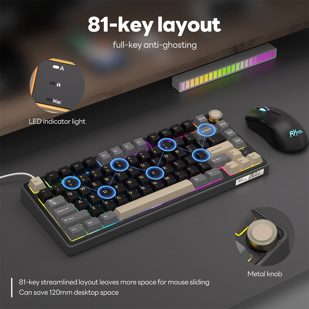 New RK Royal Kludge RK R75 Phantom Gasket Wired Mechanical Keyboard ...