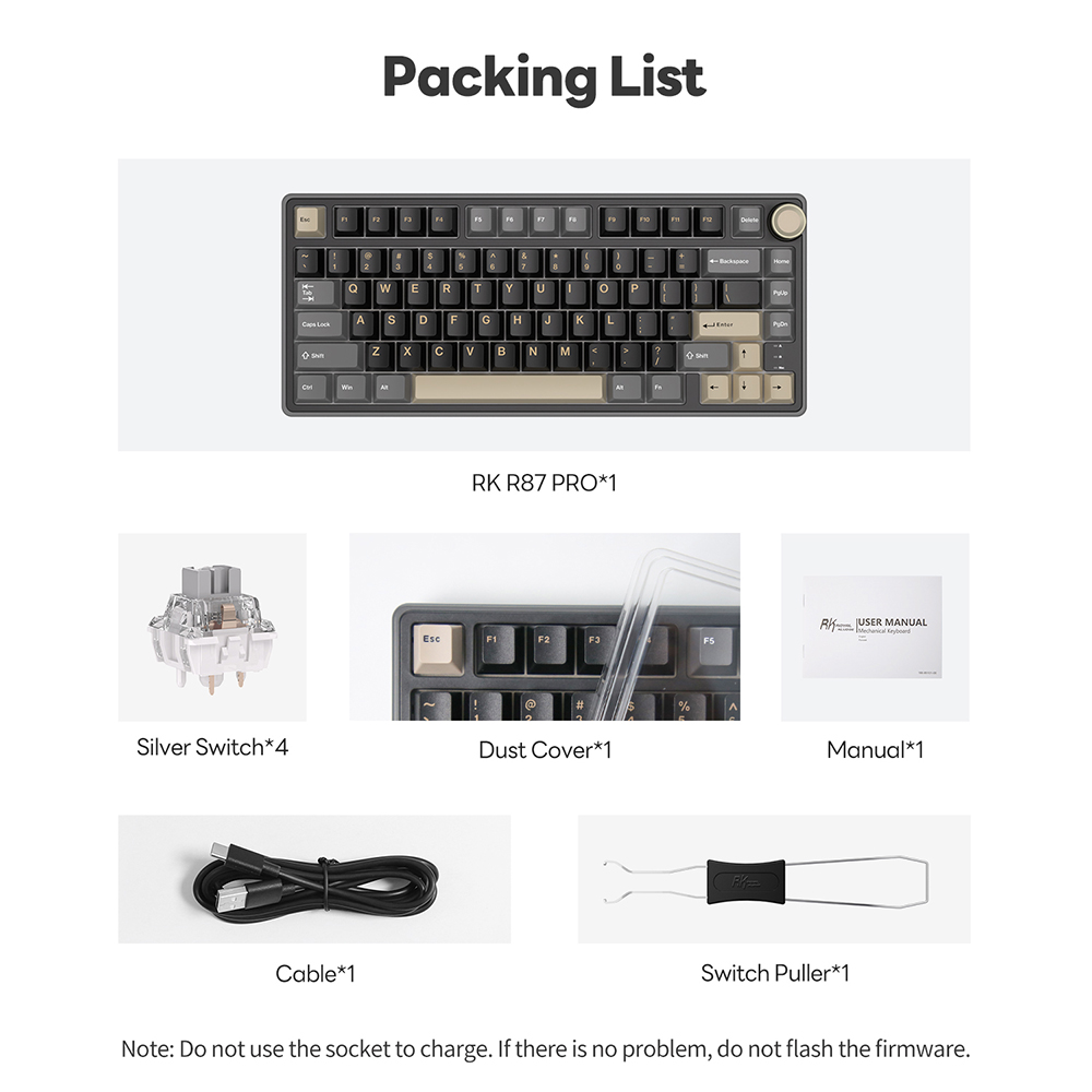 New RK Royal Kludge RK R75 Phantom Gasket Wired Mechanical Keyboard ...
