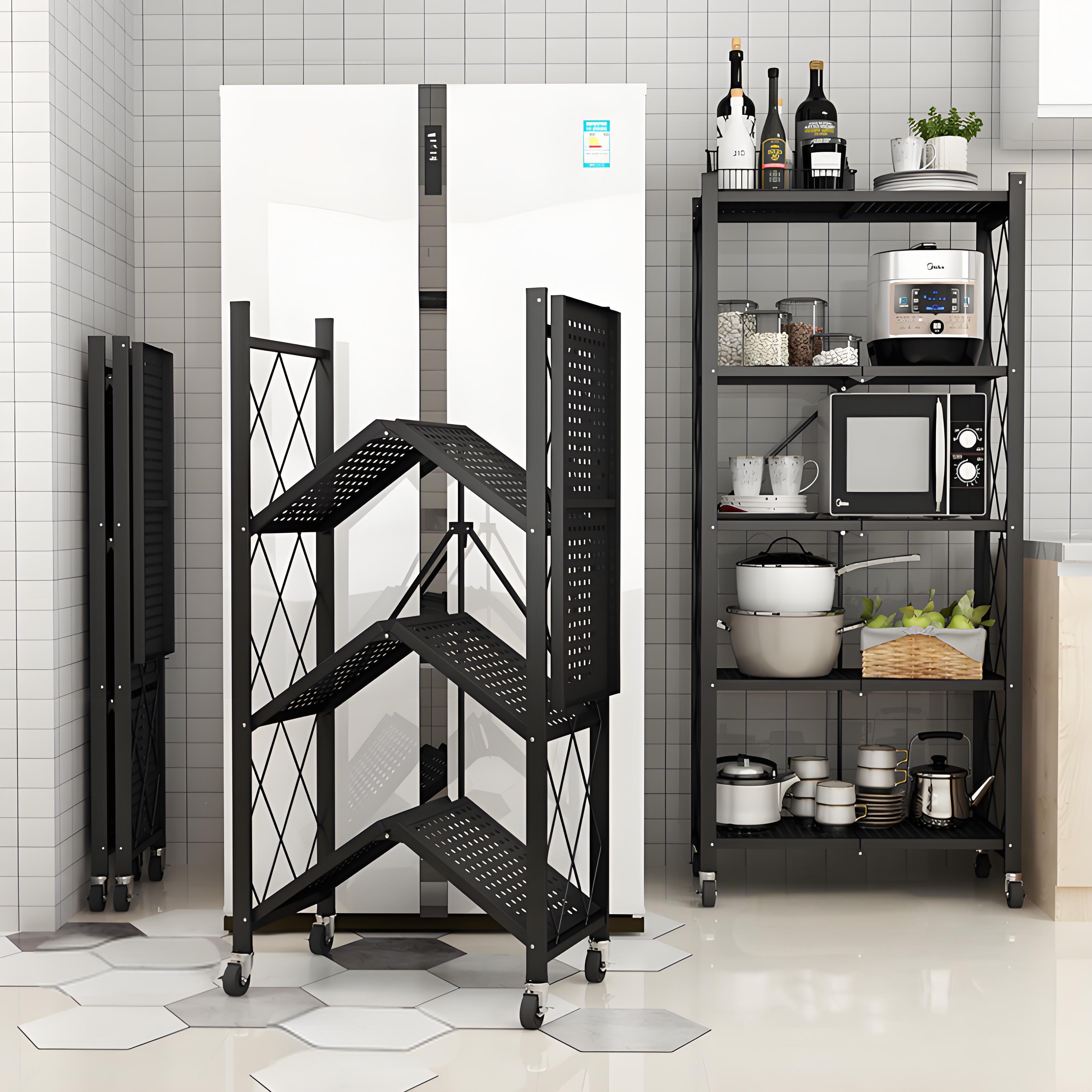 3/4/5 Layer Foldable Kitchen organizer rack storage rack Folding ...