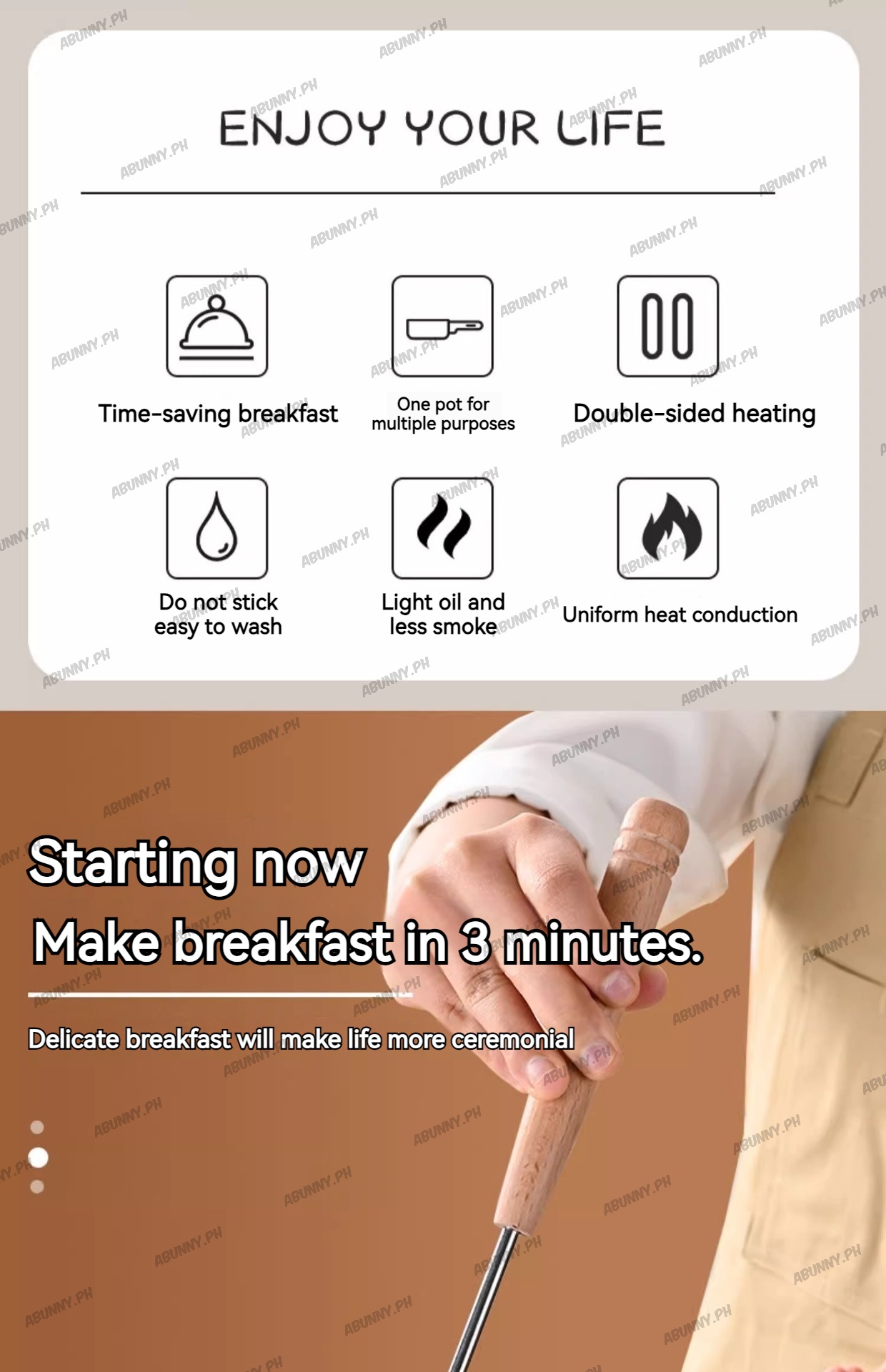 【Manila Ready Stock】DoubleSided Breakfast Skillet HighTemperature