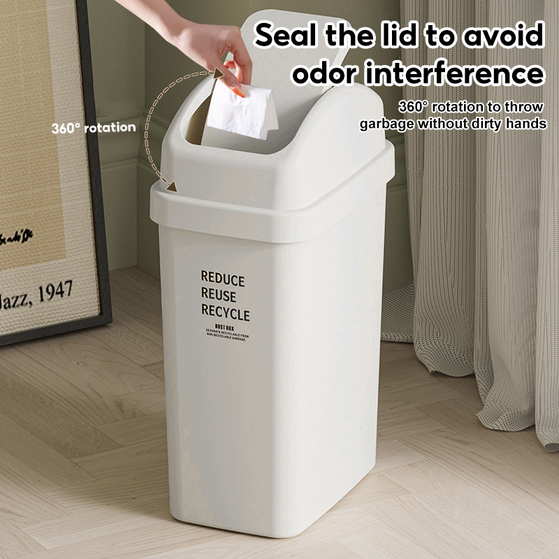 SUNNY SPACES 6/12L Trash Can With Cover Shake Lid Garbage Bin Aesthetic ...