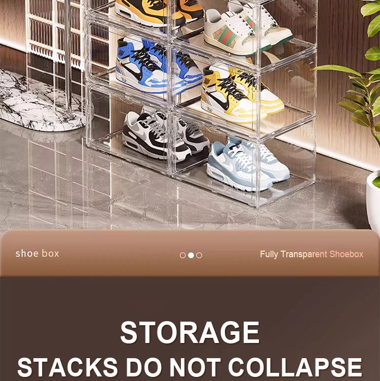 Acrylic Shoe Box Stackable Magnetic Shoe Rack Transparent Storage ...